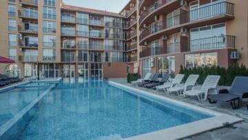 For sale is a luxurious furnished one-bedroom apartment in a gated complex "Sunny View South", Sunny Beach resort.