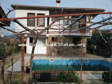 We offer for sale a beautiful two-storey house with its own courtyard and swimming pool.  It is located near the center of the village of Alexandrovo, just 10 km from the sea coast and Sunny Beach.
