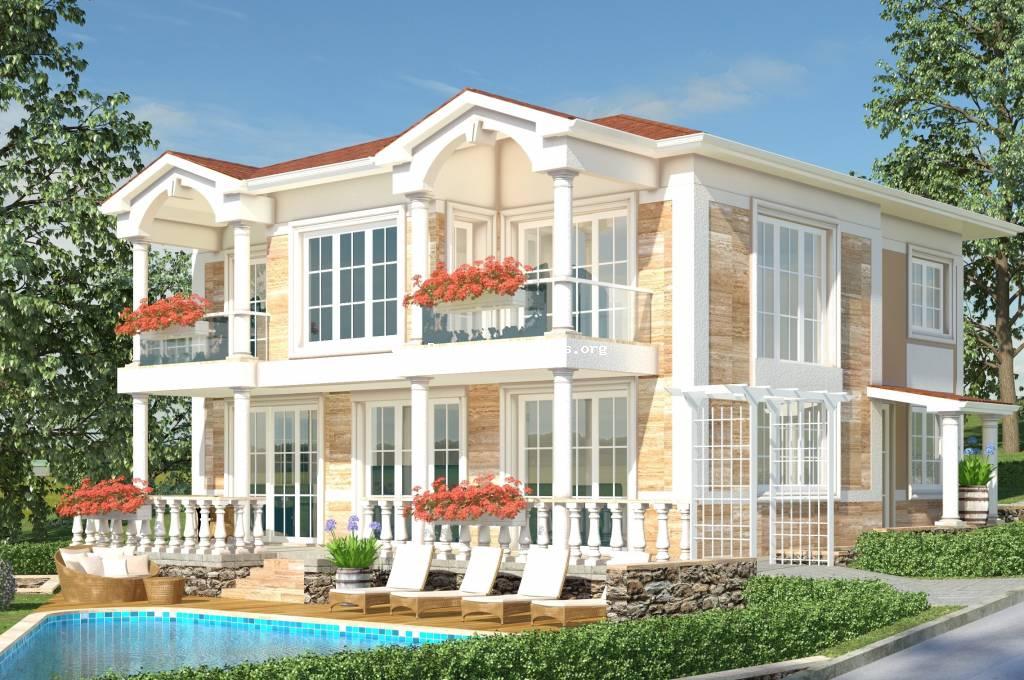Купете луксозна къща по избран от Вас проект в комплекс House Garden, на два километра от плажа и Слънчев Бряг, морска гледка басейн.