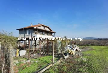 MAGNIFICENT PANORAMA! NEAR TO BURGAS! SPACIOUS, PEACEFUL AND PRIVAT PLACE! NATURE! Buy a two-storey house in the village of Polski Izvor, just 15 km from the sea and Burgas. Real estate in Bulgaria!!