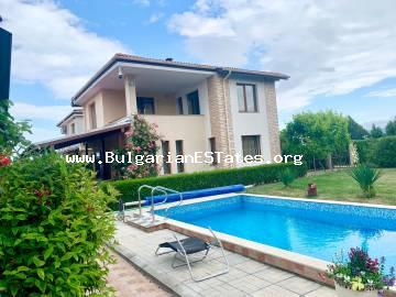 A new, luxurious house for sale in the village of Gyulovtsa, only 15 km from Sunny Beach and the sea, 36 km from the city of Burgas, Bulgaria.